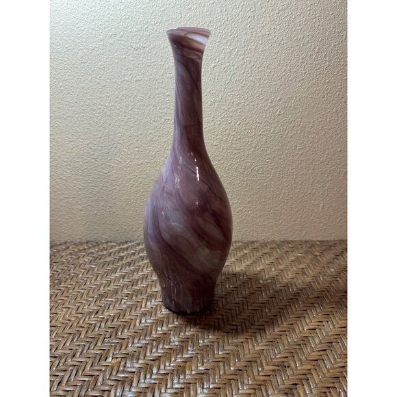 Vintage Ecoglass Spain Hand-Blown Swirled Glass Marble Vase - Picture 1 of 10